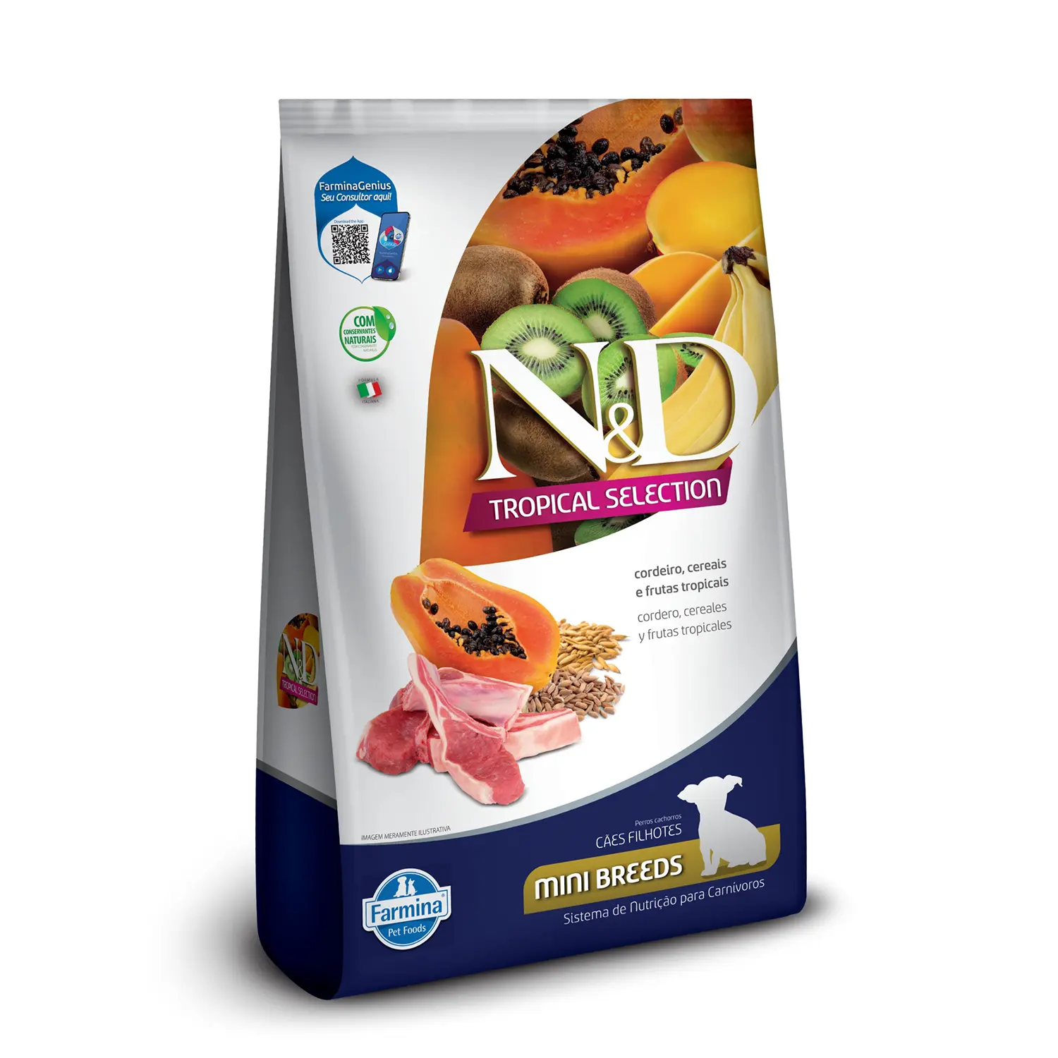 Ração N&amp;D Tropical Selection Cães Filhotes Mini Cordeiro